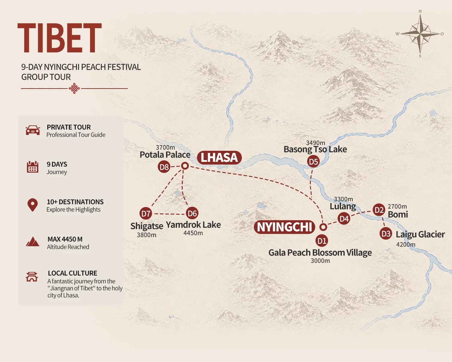 9-Day Nyingchi Peach Blossom Festival Group Tour